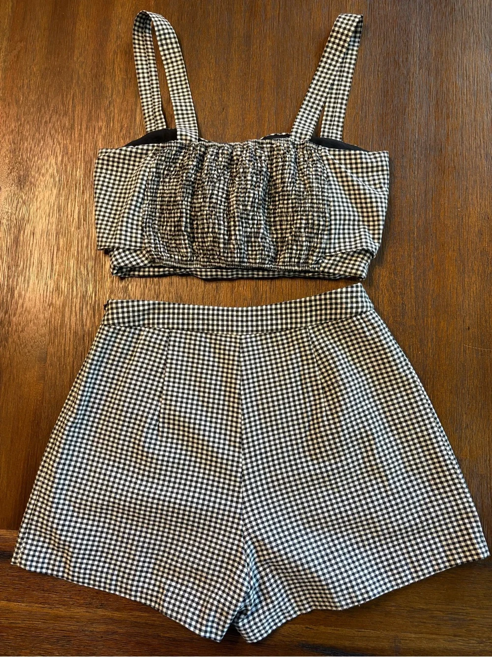High-Waist Gingham Set— Black & White - Picture 5 of 6